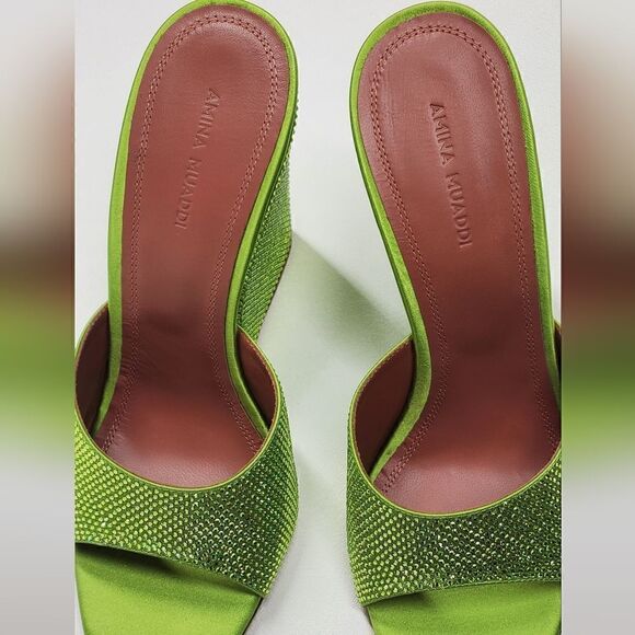 Amina Muaddi Lupita Crystal Wedges - White/Crystals EU 39.5‎  New - Picture 11 of 11